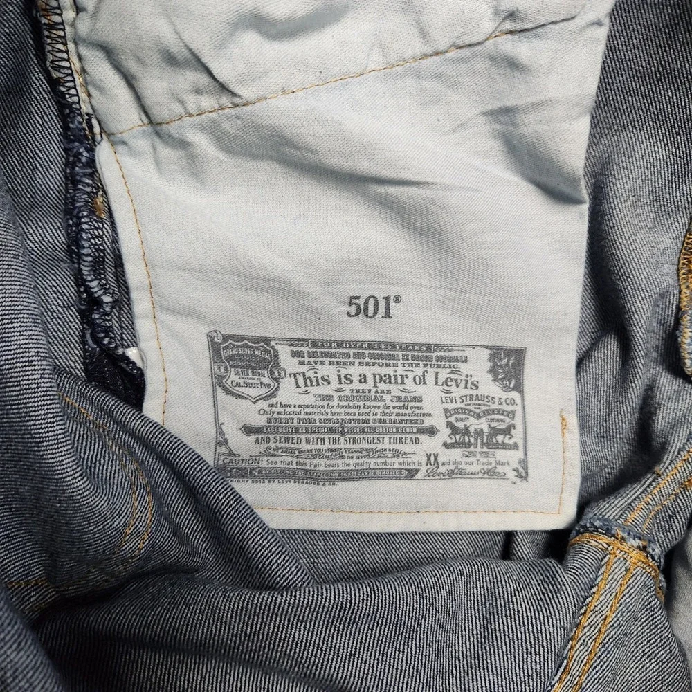 Levis 501 Original Fit Mens Jeans 38x30 Dark Wash‎ Button Fly Straight Leg